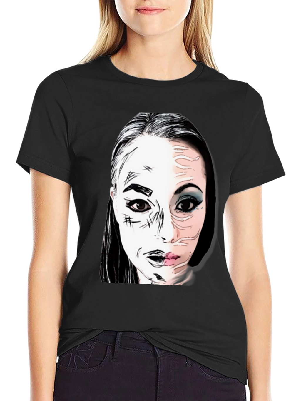 Unique Graphic Print Tee - Black
