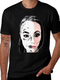 Unique Graphic Print Tee - Black