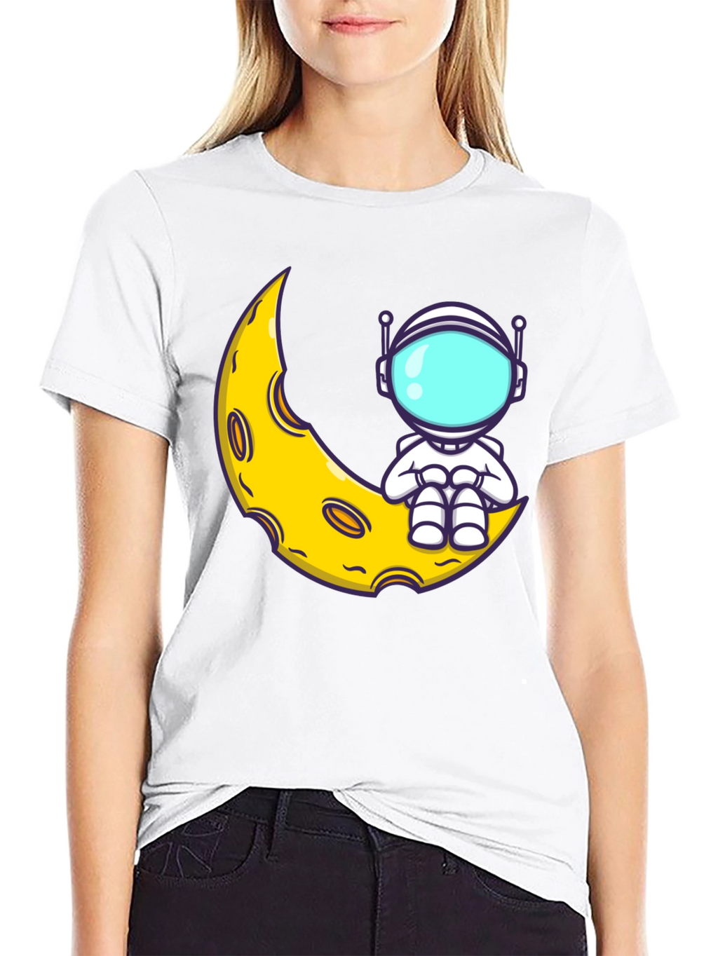 Astronaut Moon Graphic T-Shirt - Black