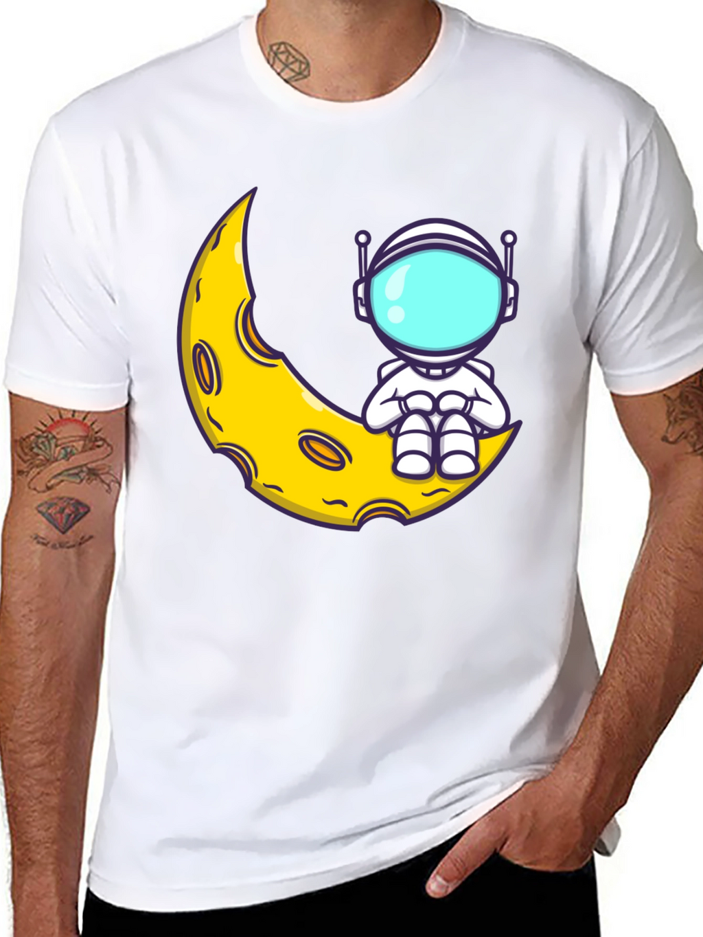Astronaut Moon Graphic T-Shirt - Black