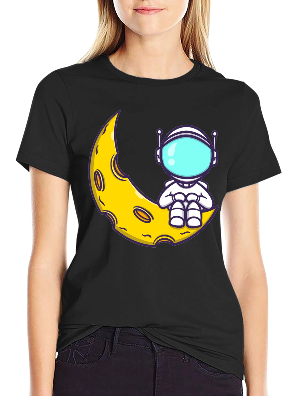 Astronaut Moon Graphic T-Shirt - Black