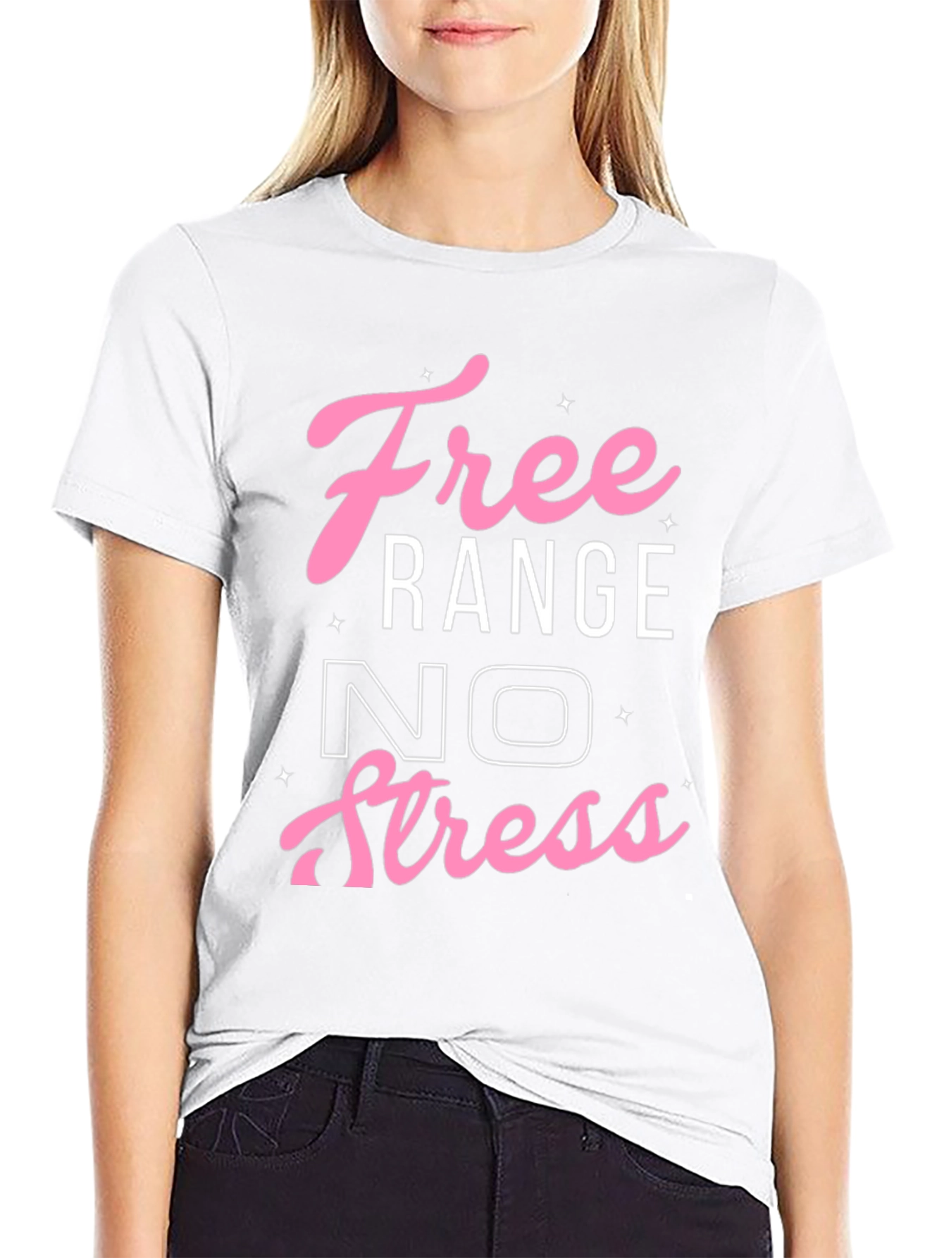 Free Range No Stress Graphic T-Shirt - Black