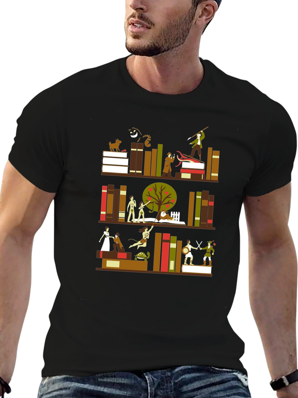 Literary Bookshelf T-Shirt
