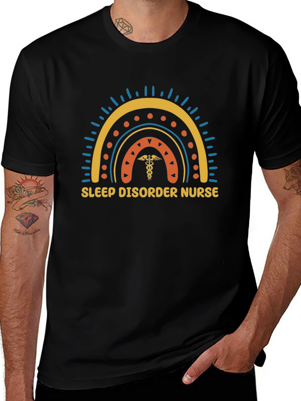 Sleep Disorder Nurse Rainbow Graphic T-Shirt