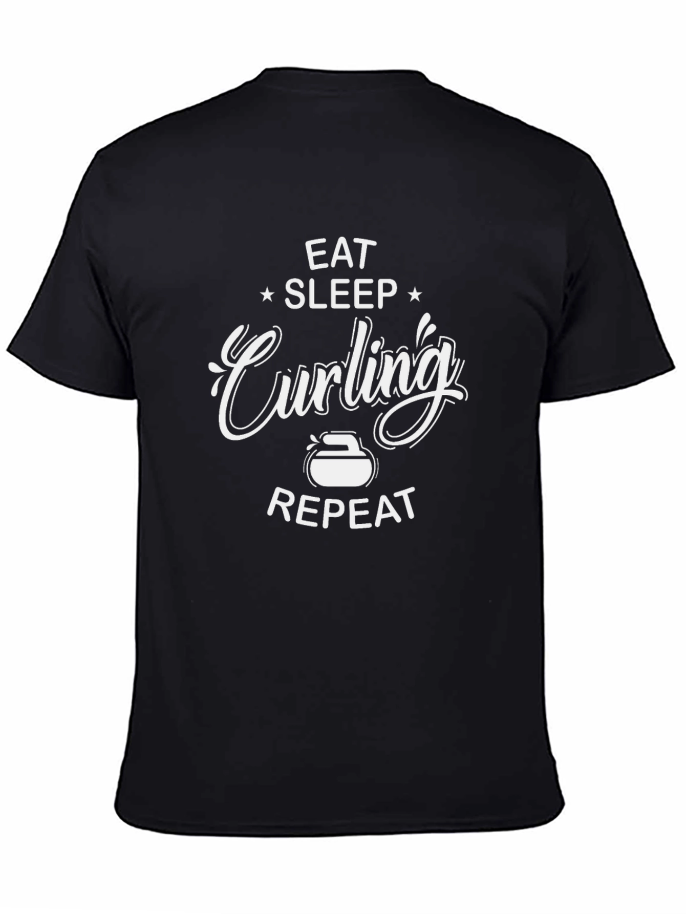Eat Sleep Curling Repeat Black T-Shirt
