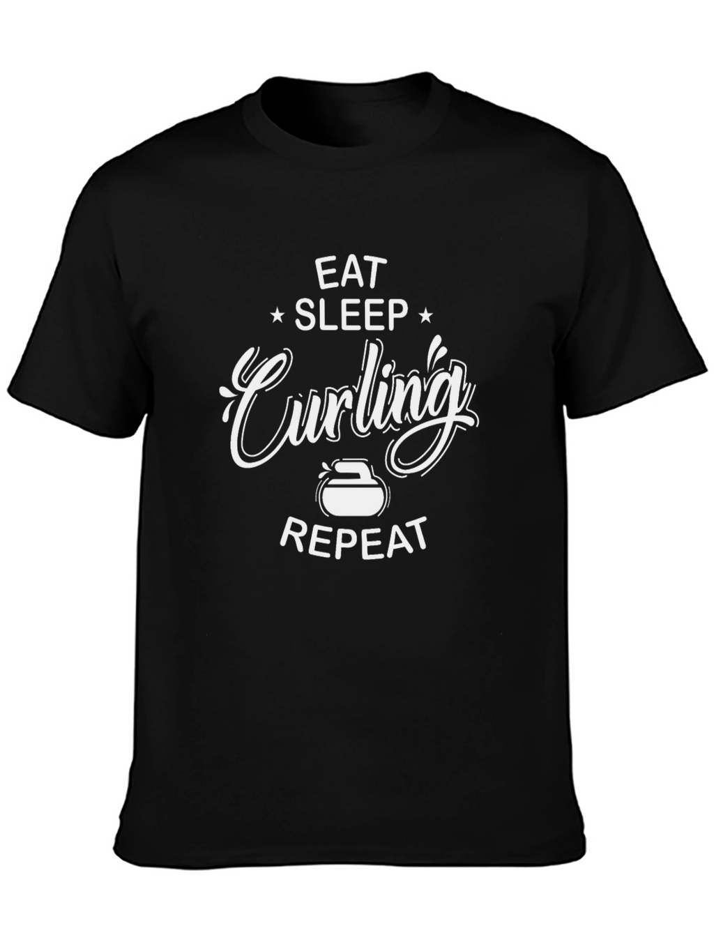 Eat Sleep Curling Repeat Black T-Shirt