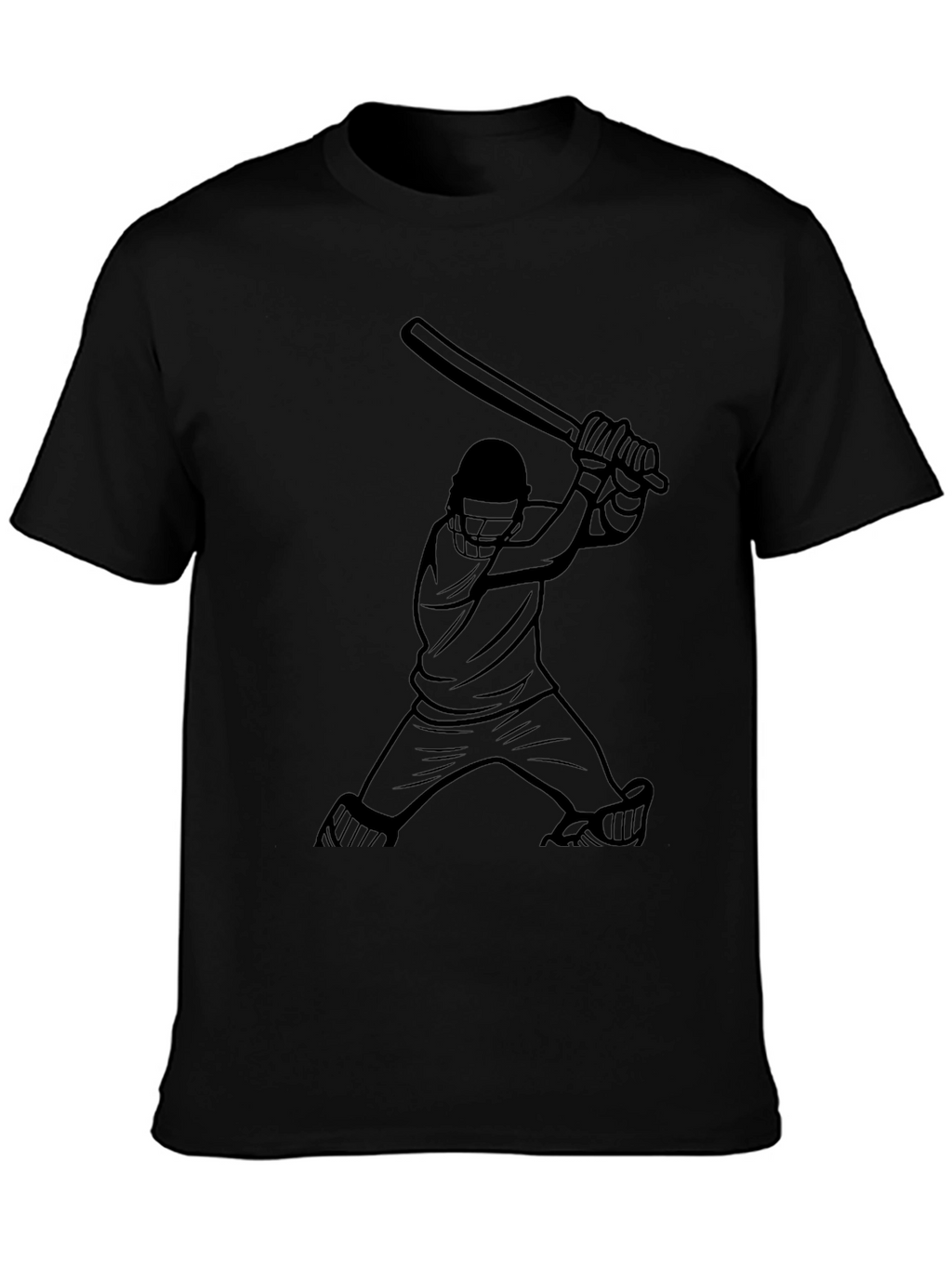 Cricket Player Graphic Black T-Shirt