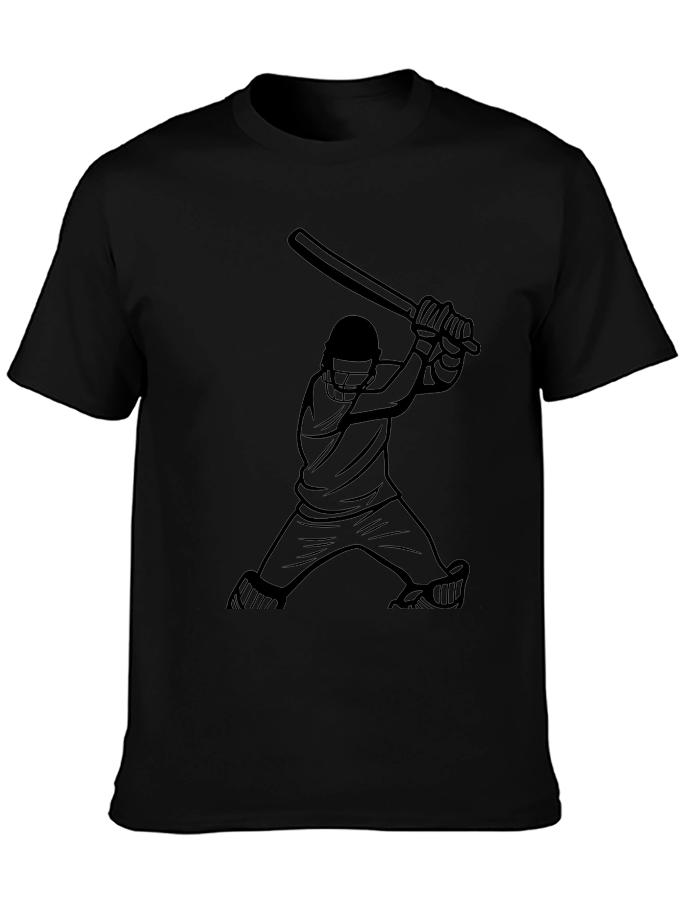 Cricket Player Graphic Black T-Shirt