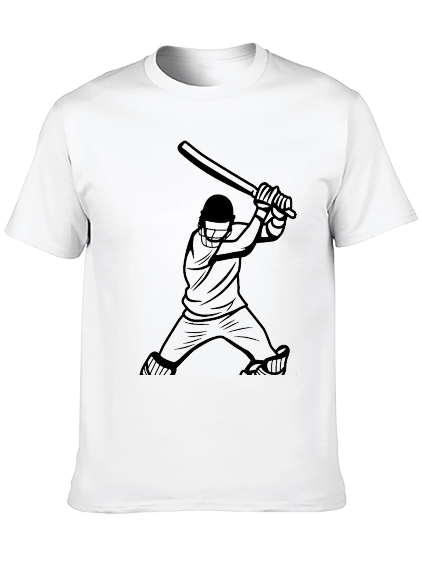 Cricket Player Graphic Black T-Shirt