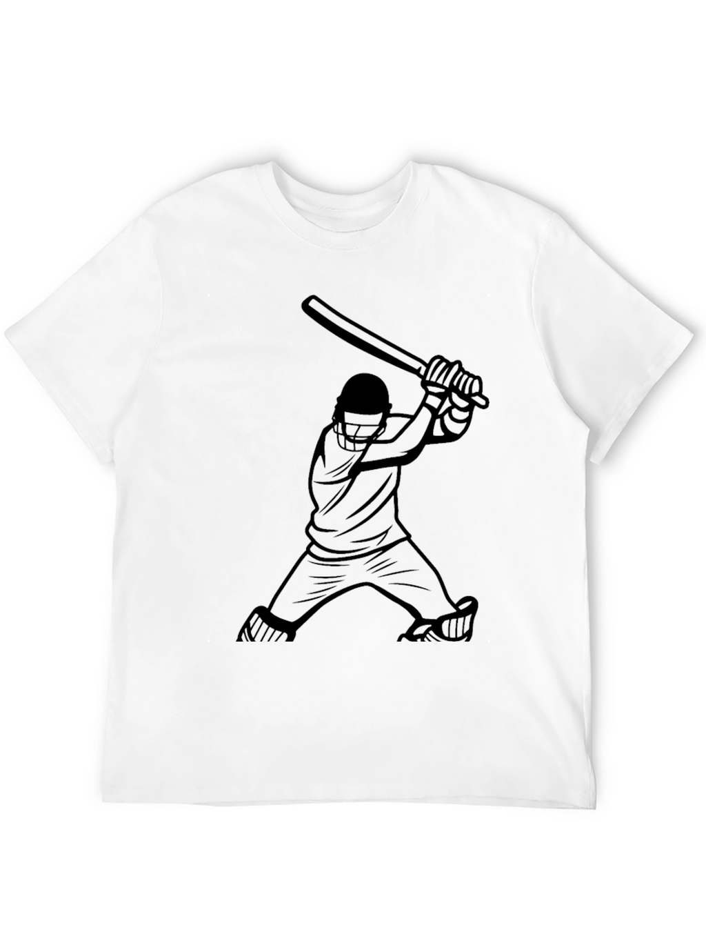 Cricket Player Graphic Black T-Shirt