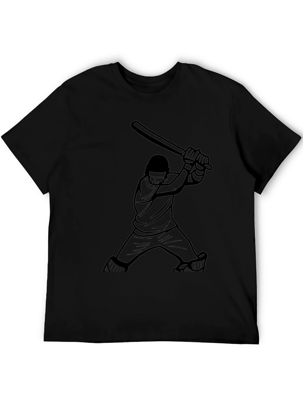 Cricket Player Graphic Black T-Shirt