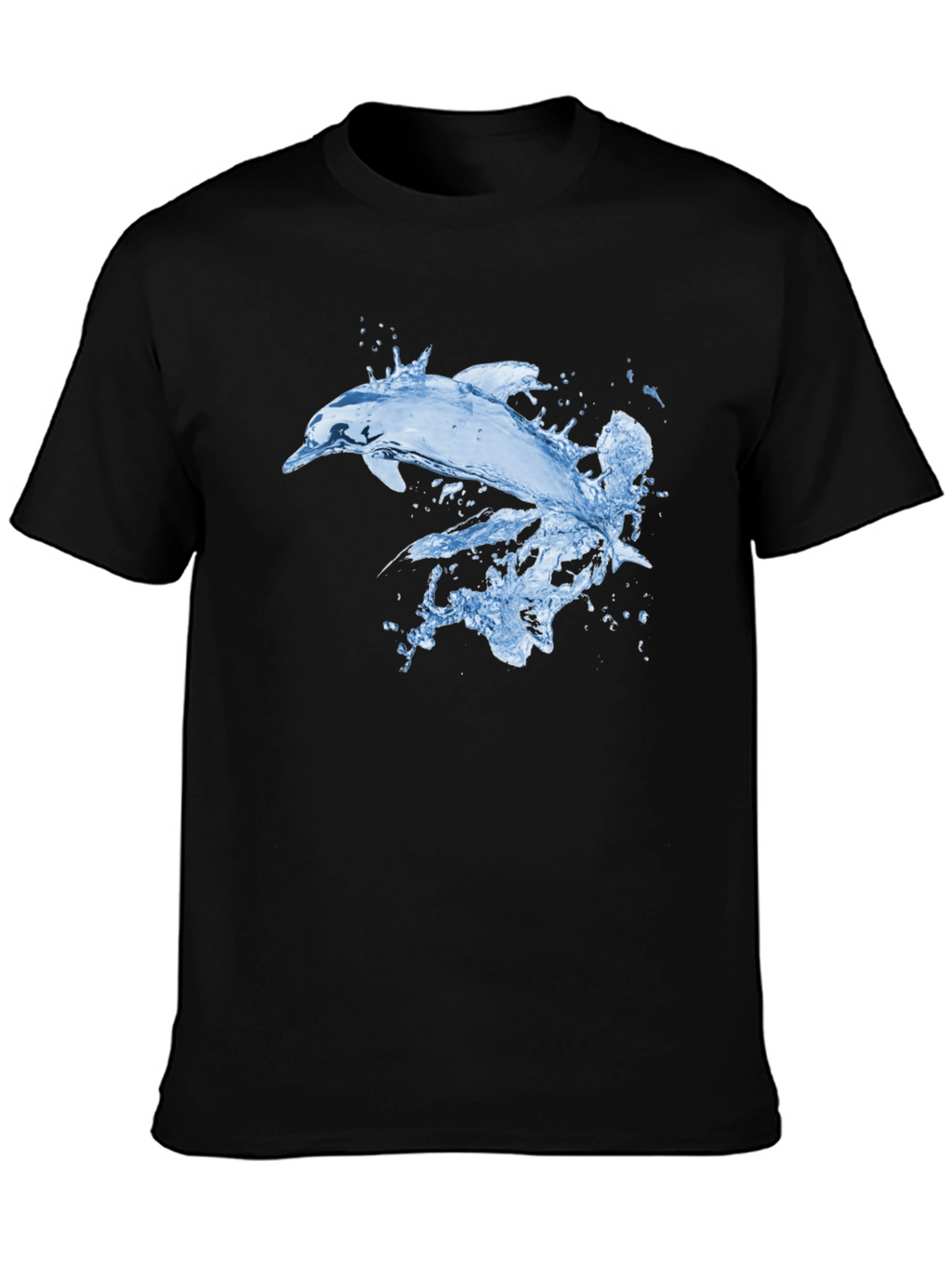 Cool Dolphin Splash Graphic Black T-Shirt