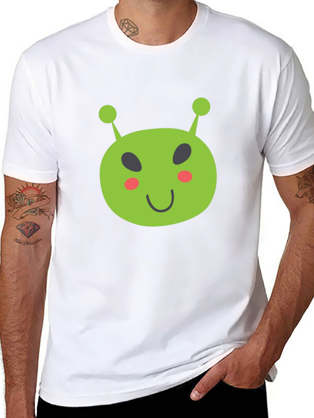 Fun Alien Graphic Tee - Black Cotton T-Shirt