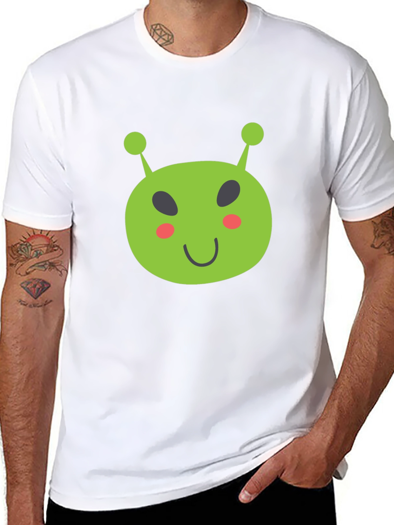 Fun Alien Graphic Tee - Black Cotton T-Shirt