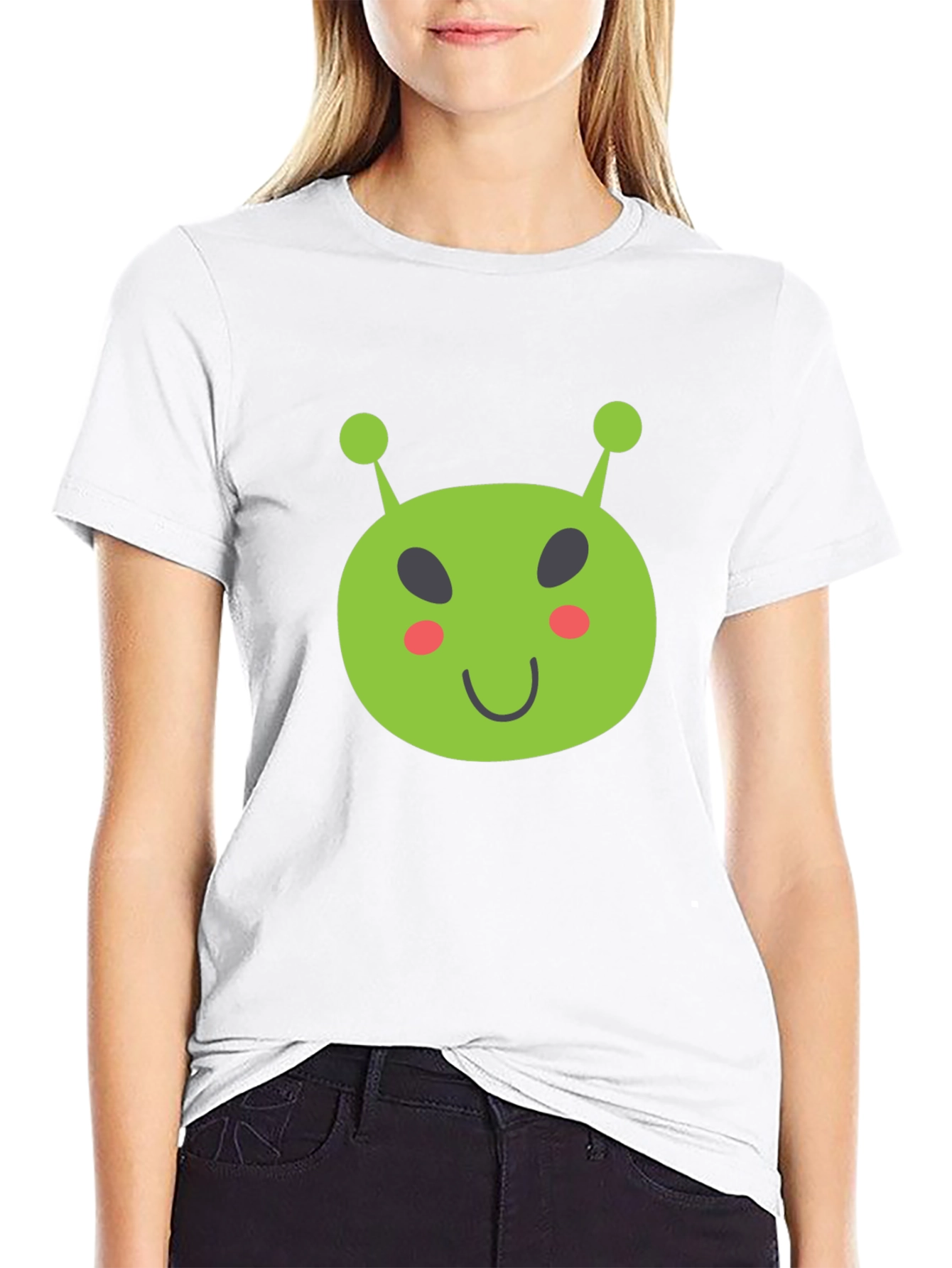 Fun Alien Graphic Tee - Black Cotton T-Shirt