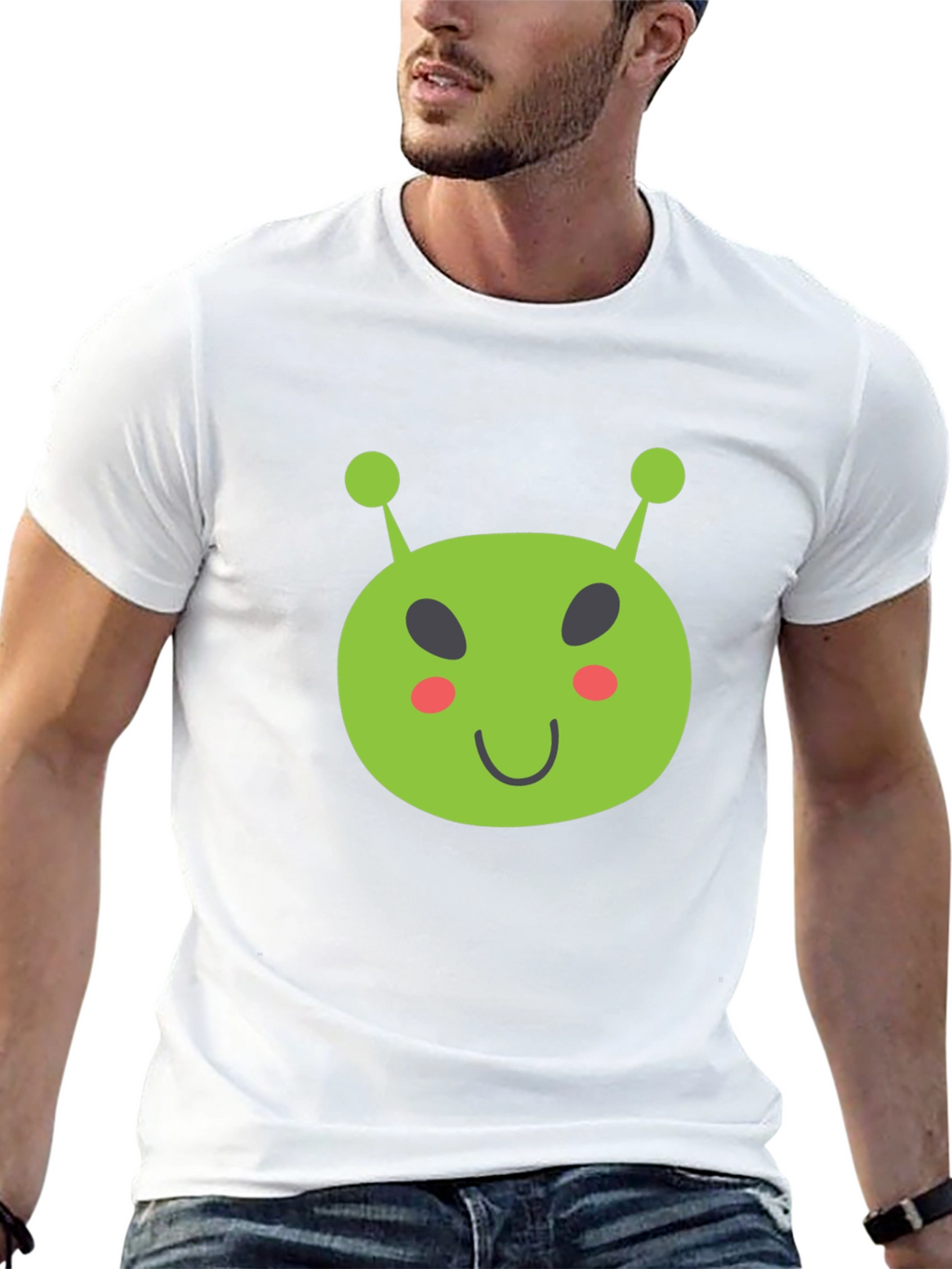 Fun Alien Graphic Tee - Black Cotton T-Shirt