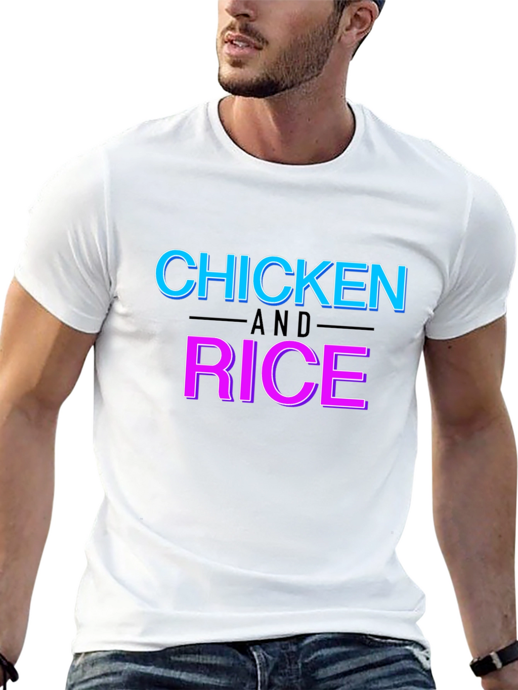 Chicken and Rice Graphic T-Shirt Funny Foodie Tee