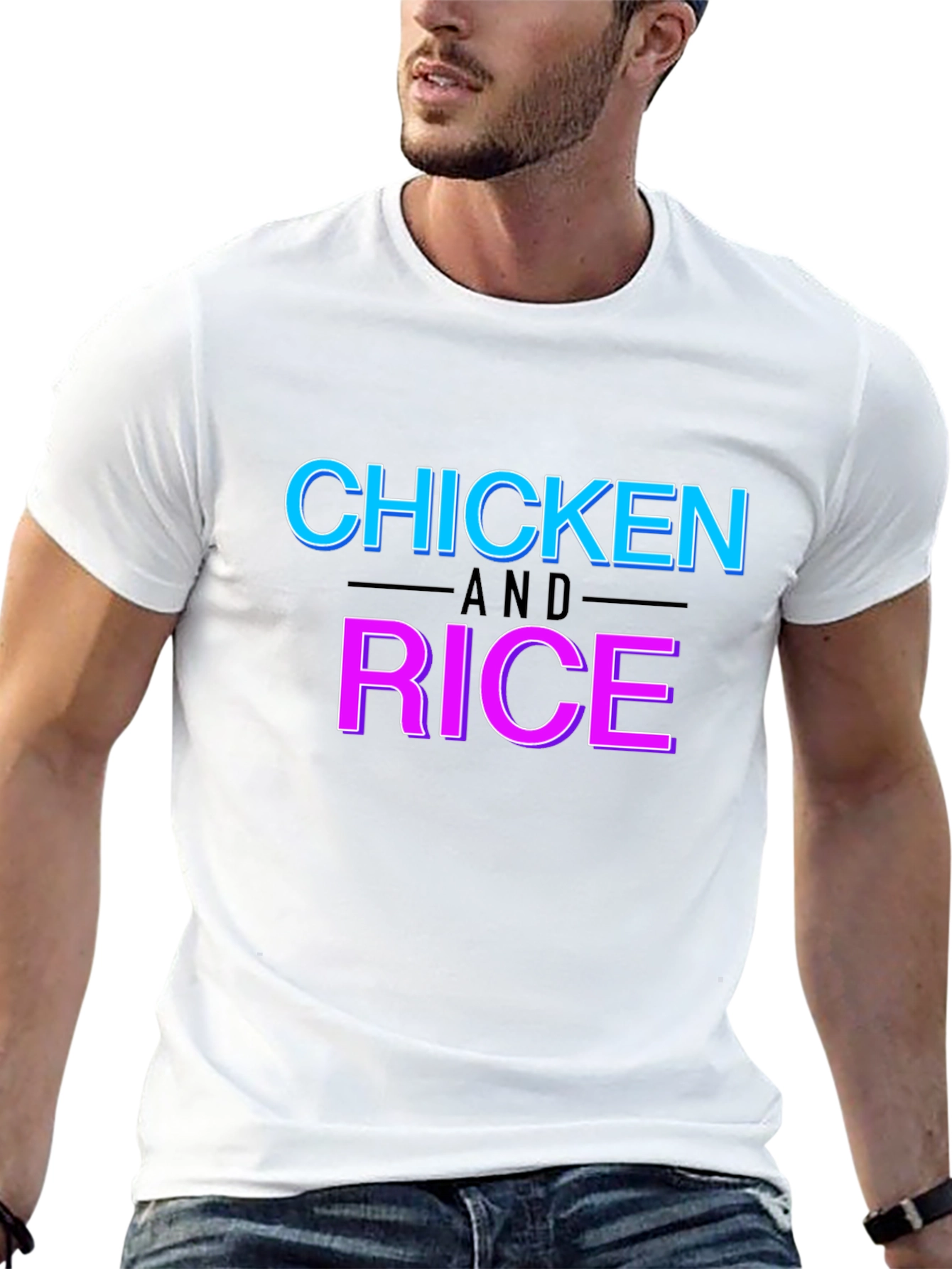 Chicken and Rice Graphic T-Shirt Funny Foodie Tee