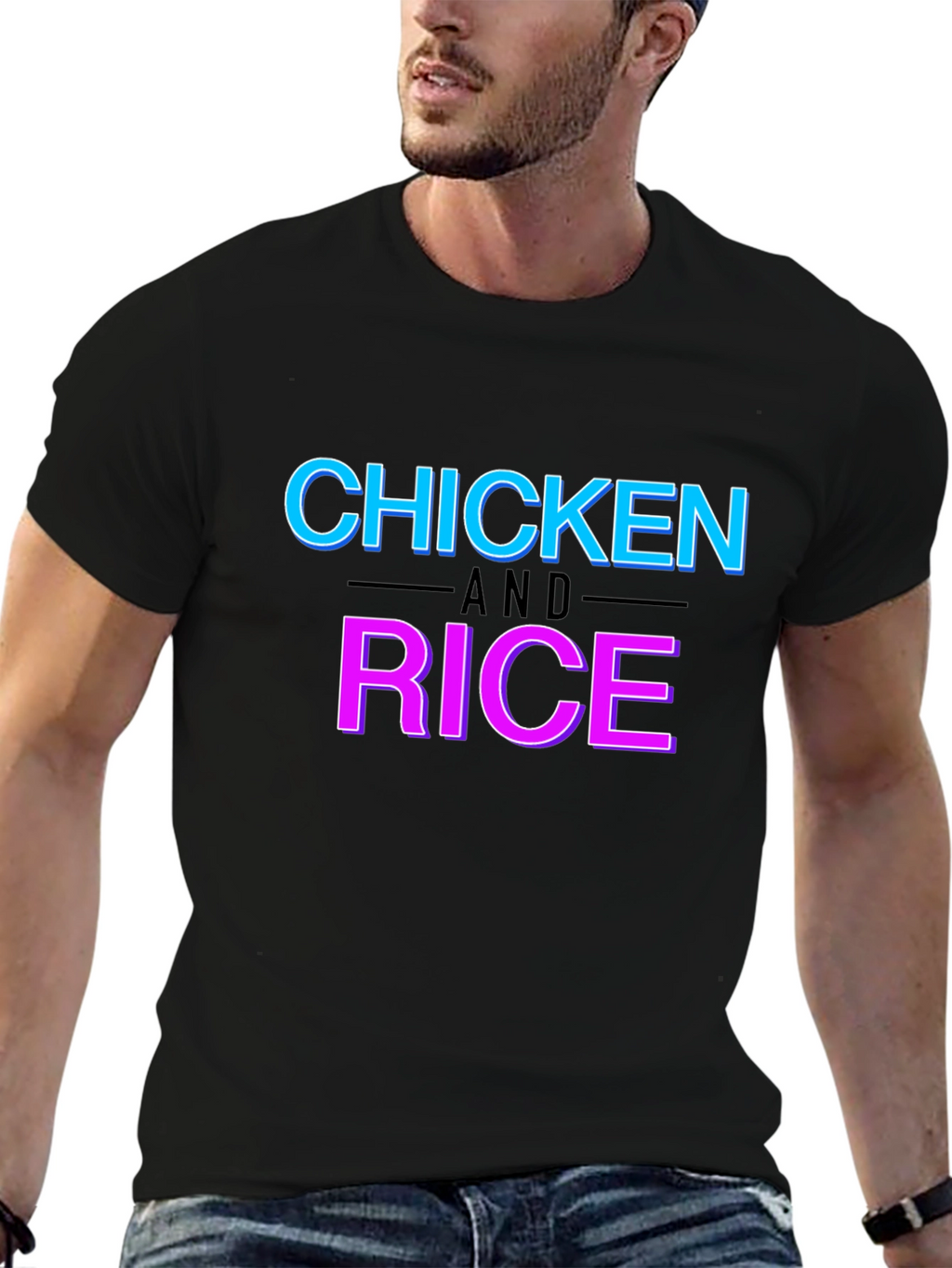 Chicken and Rice Graphic T-Shirt Funny Foodie Tee