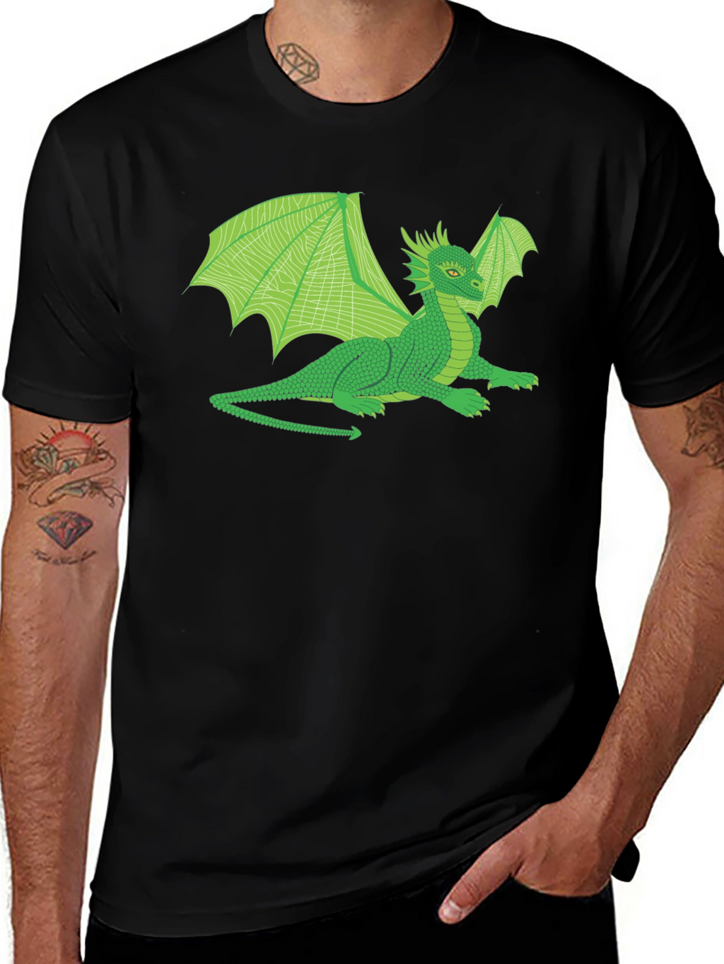 Green Dragon Graphic T-Shirt - Fantasy Creature Tee