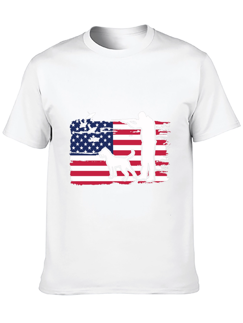 American Hunter T-Shirt - Patriotic Dog & Rifle Design