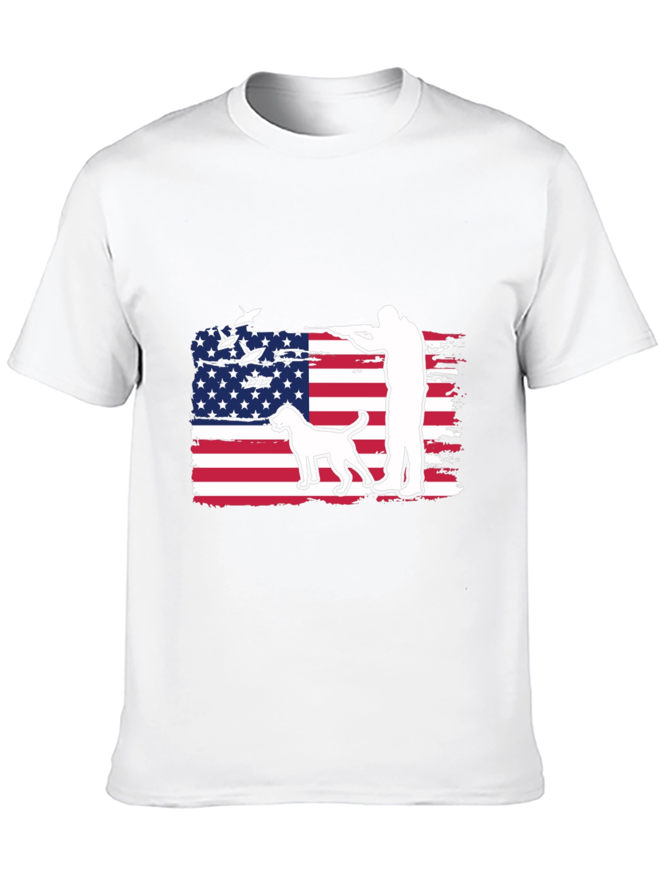 American Hunter T-Shirt - Patriotic Dog & Rifle Design