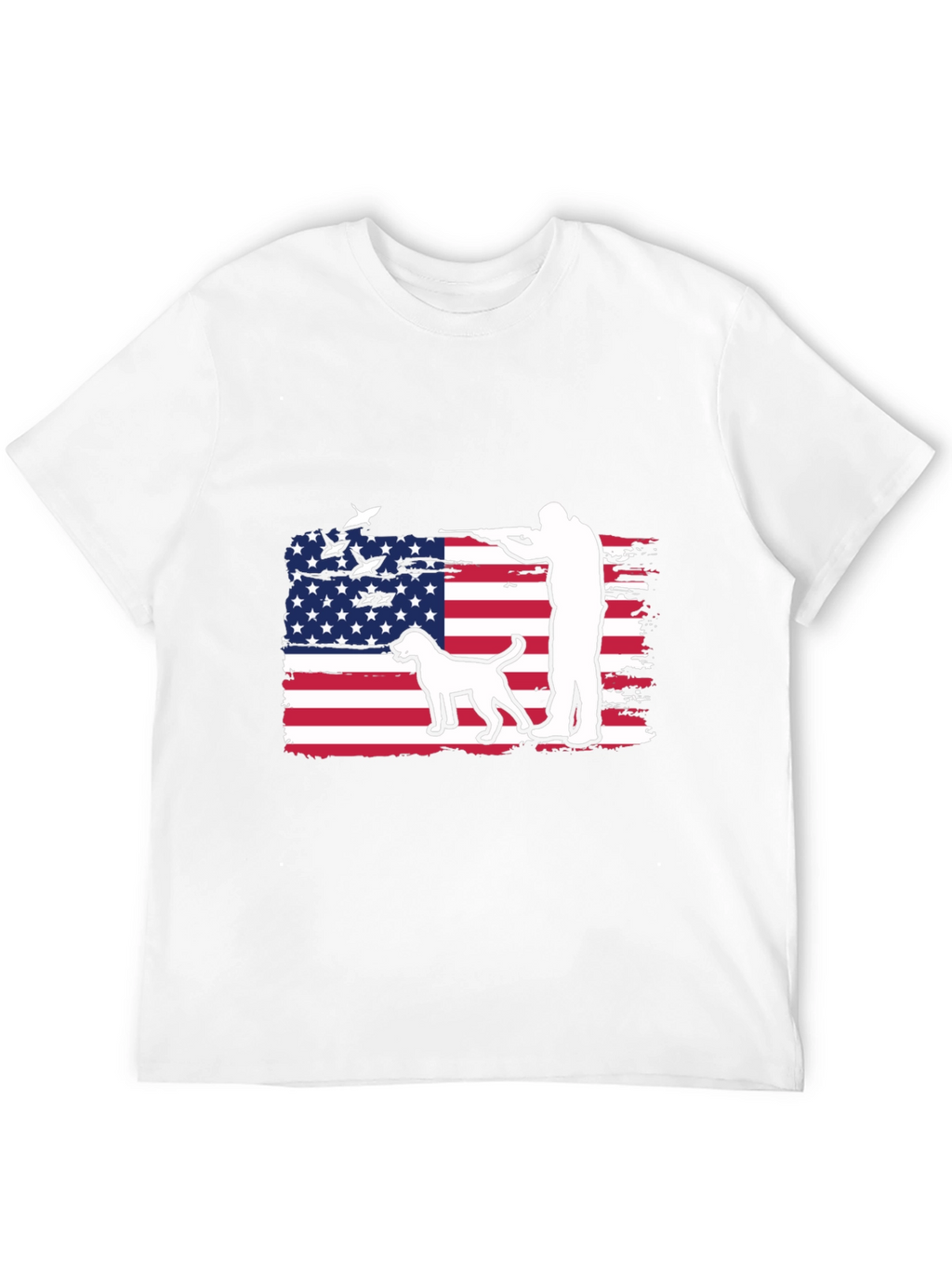 American Hunter T-Shirt - Patriotic Dog & Rifle Design