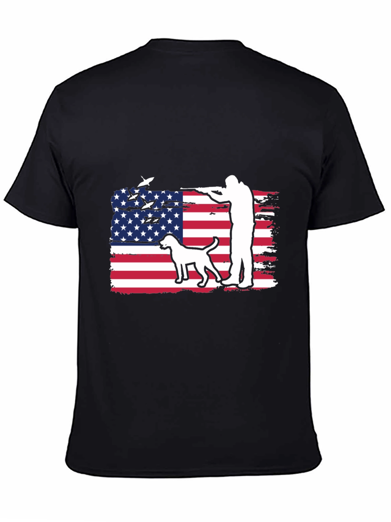 American Hunter T-Shirt - Patriotic Dog & Rifle Design
