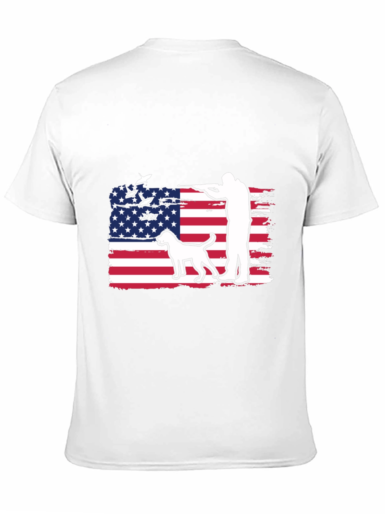 American Hunter T-Shirt - Patriotic Dog & Rifle Design