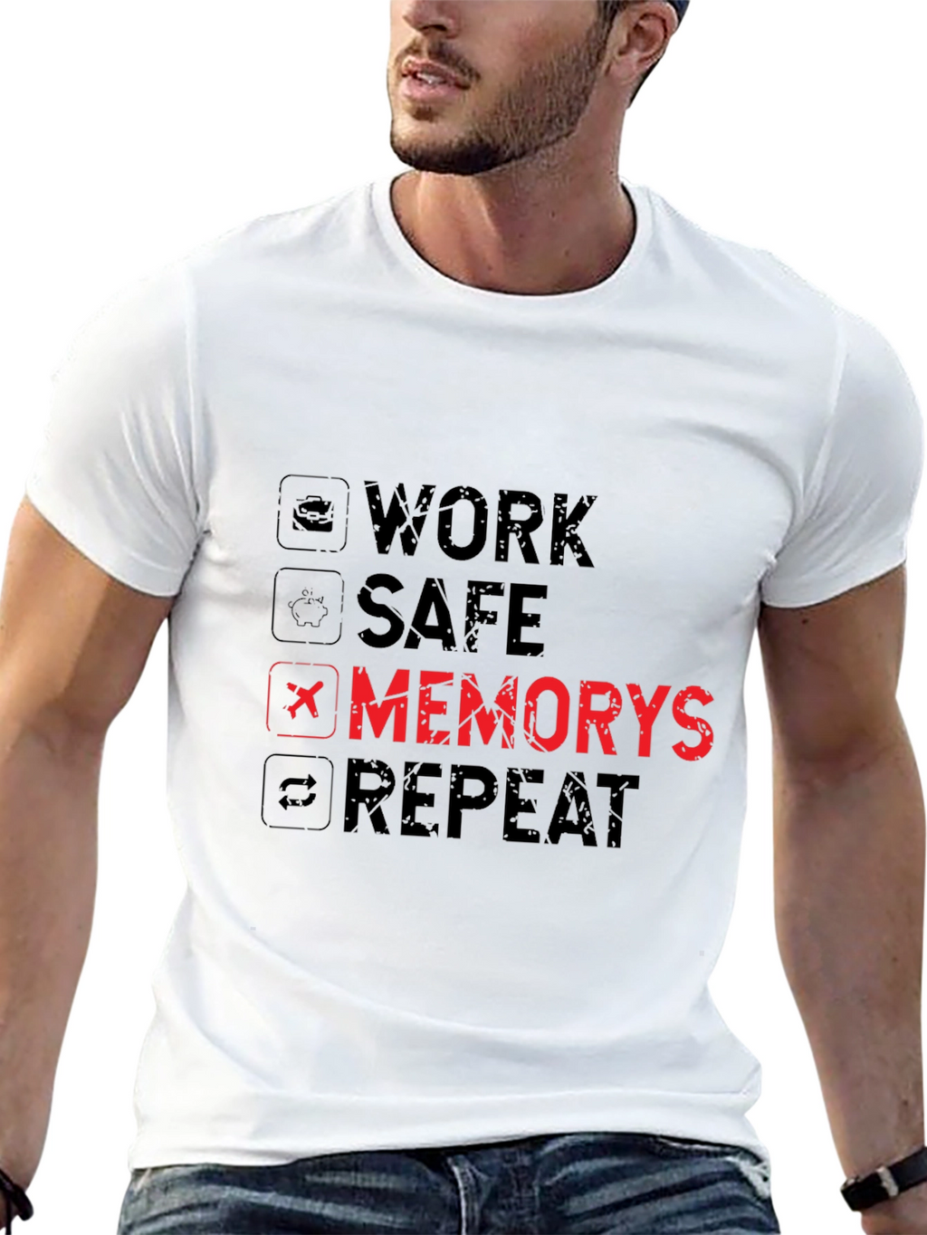 Work Safe Memorys Repeat Graphic T-Shirt