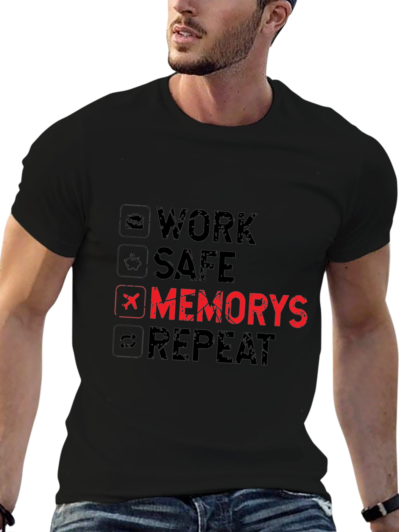 Work Safe Memorys Repeat Graphic T-Shirt