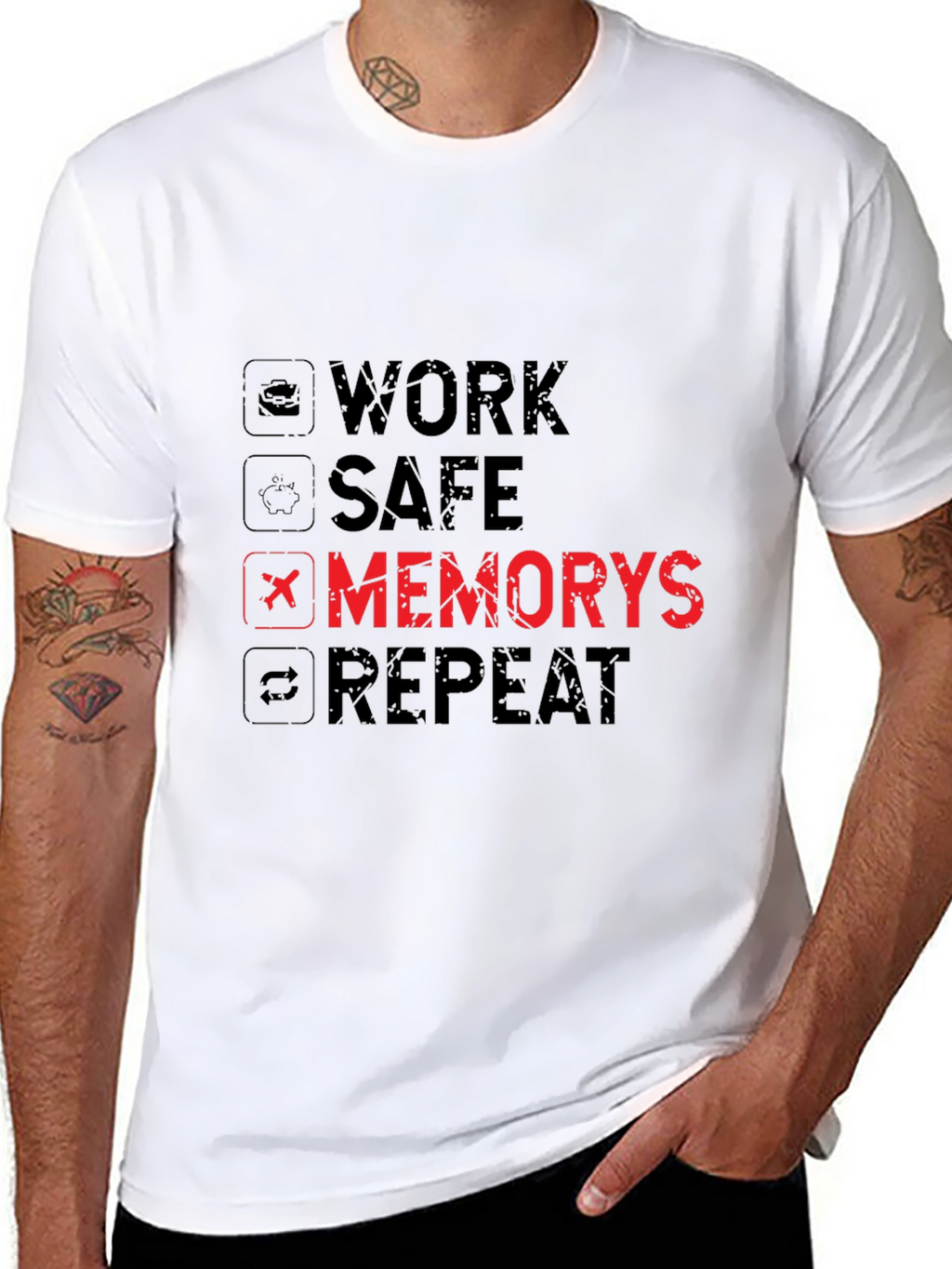 Work Safe Memorys Repeat Graphic T-Shirt
