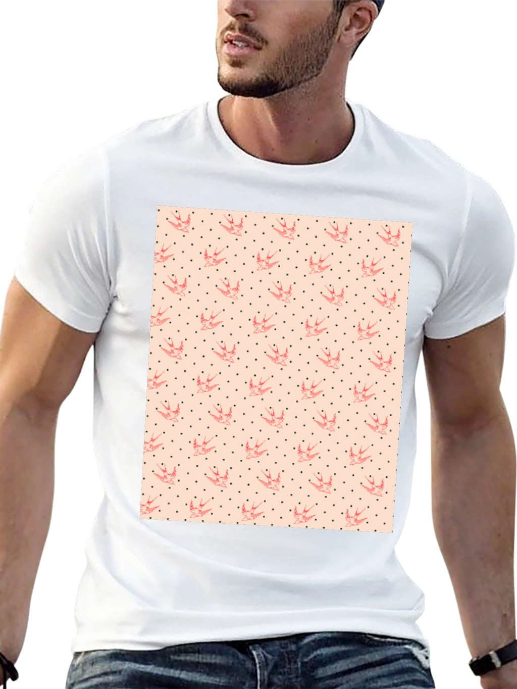Swallows & Dots Graphic Tee - Black