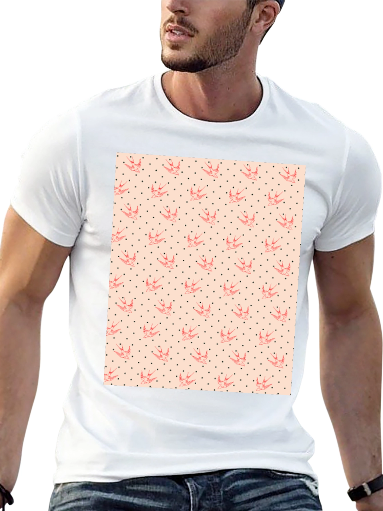 Swallows & Dots Graphic Tee - Black