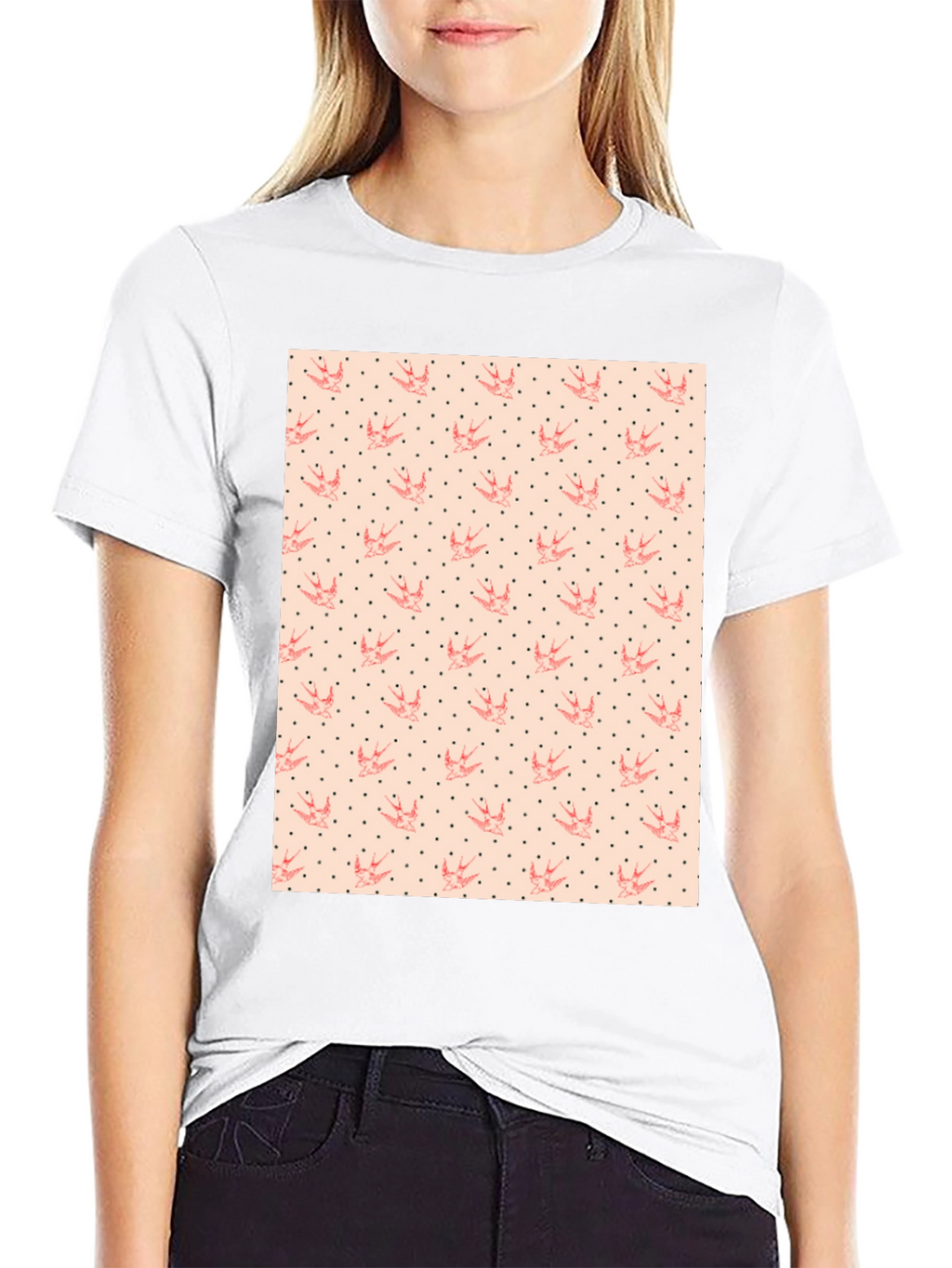 Swallows & Dots Graphic Tee - Black