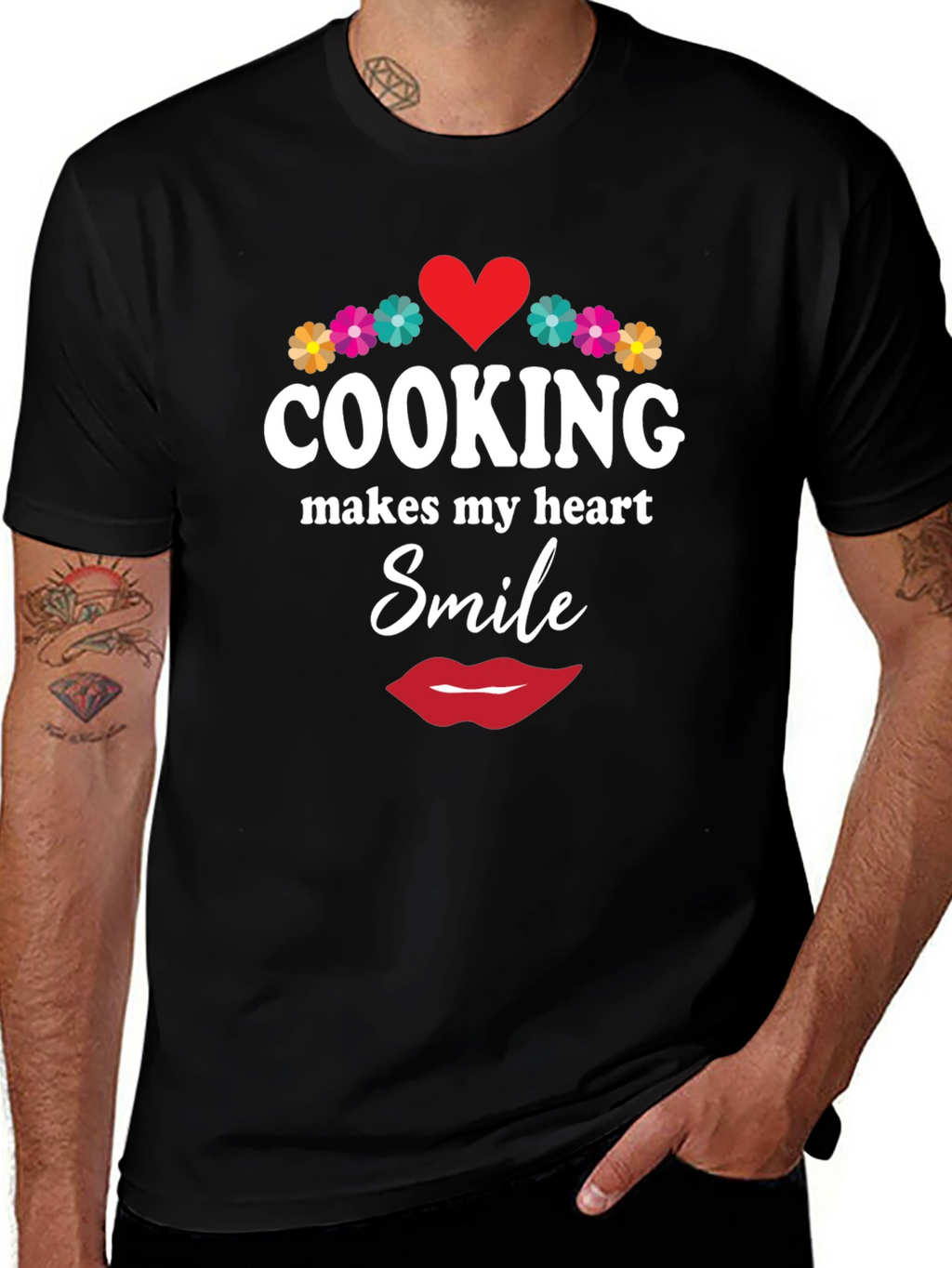 Cooking Makes My Heart Smile Black T-Shirt