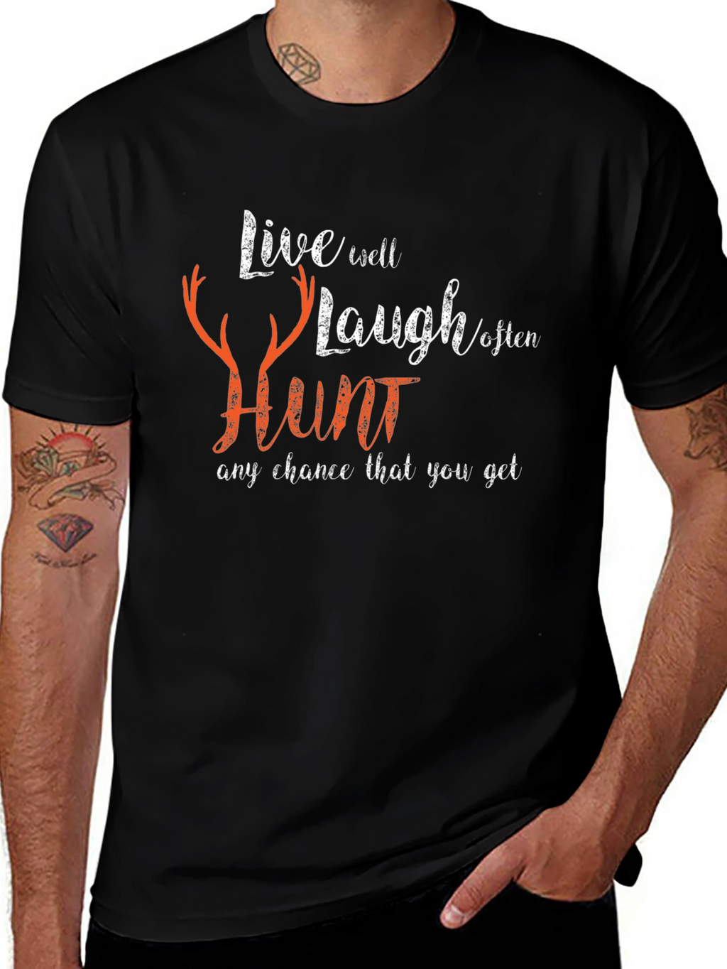 Live Well Hunt Black Graphic Tee