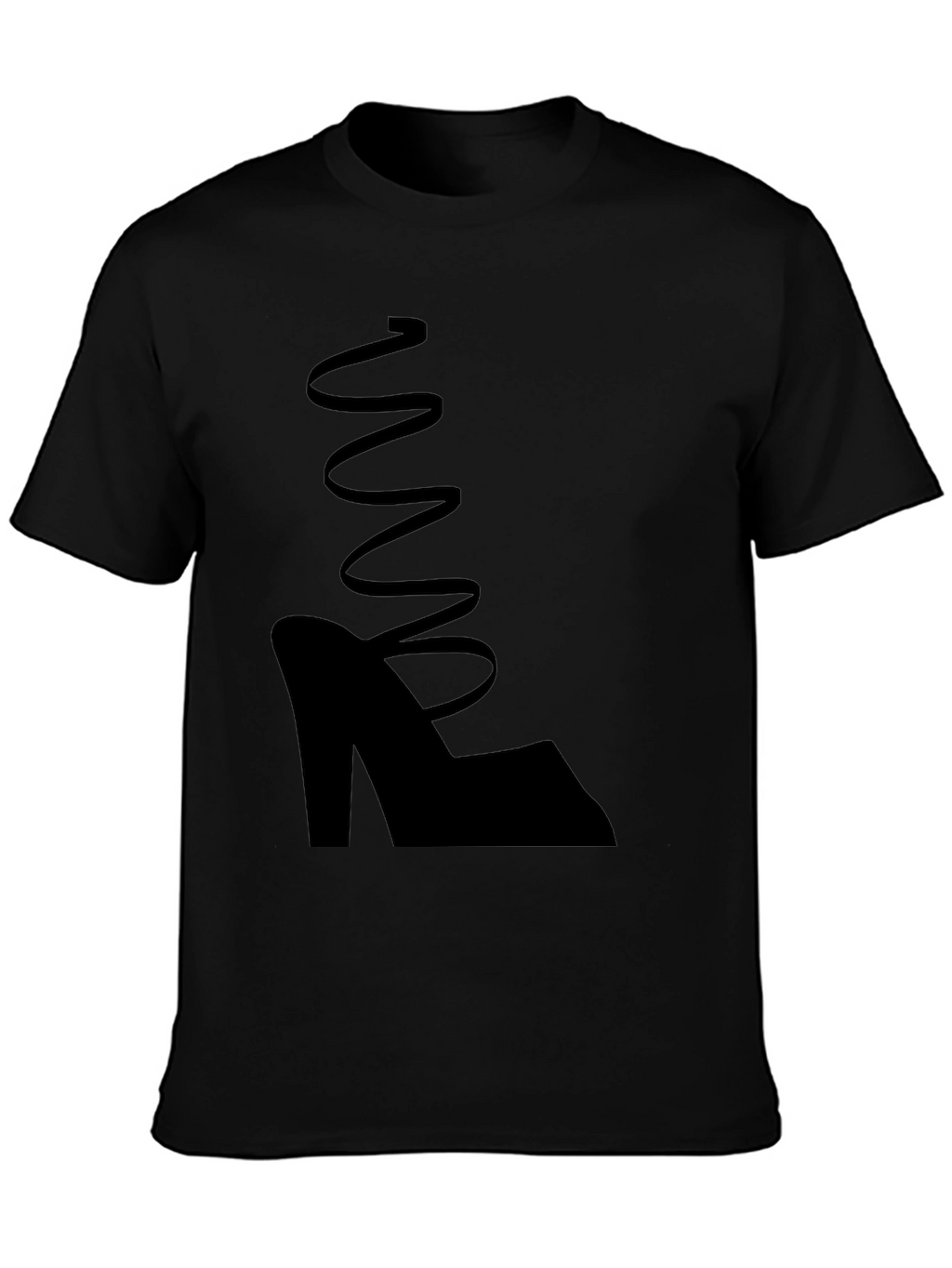 Black Shoe Graphic Tee - Stylish Spiral Design
