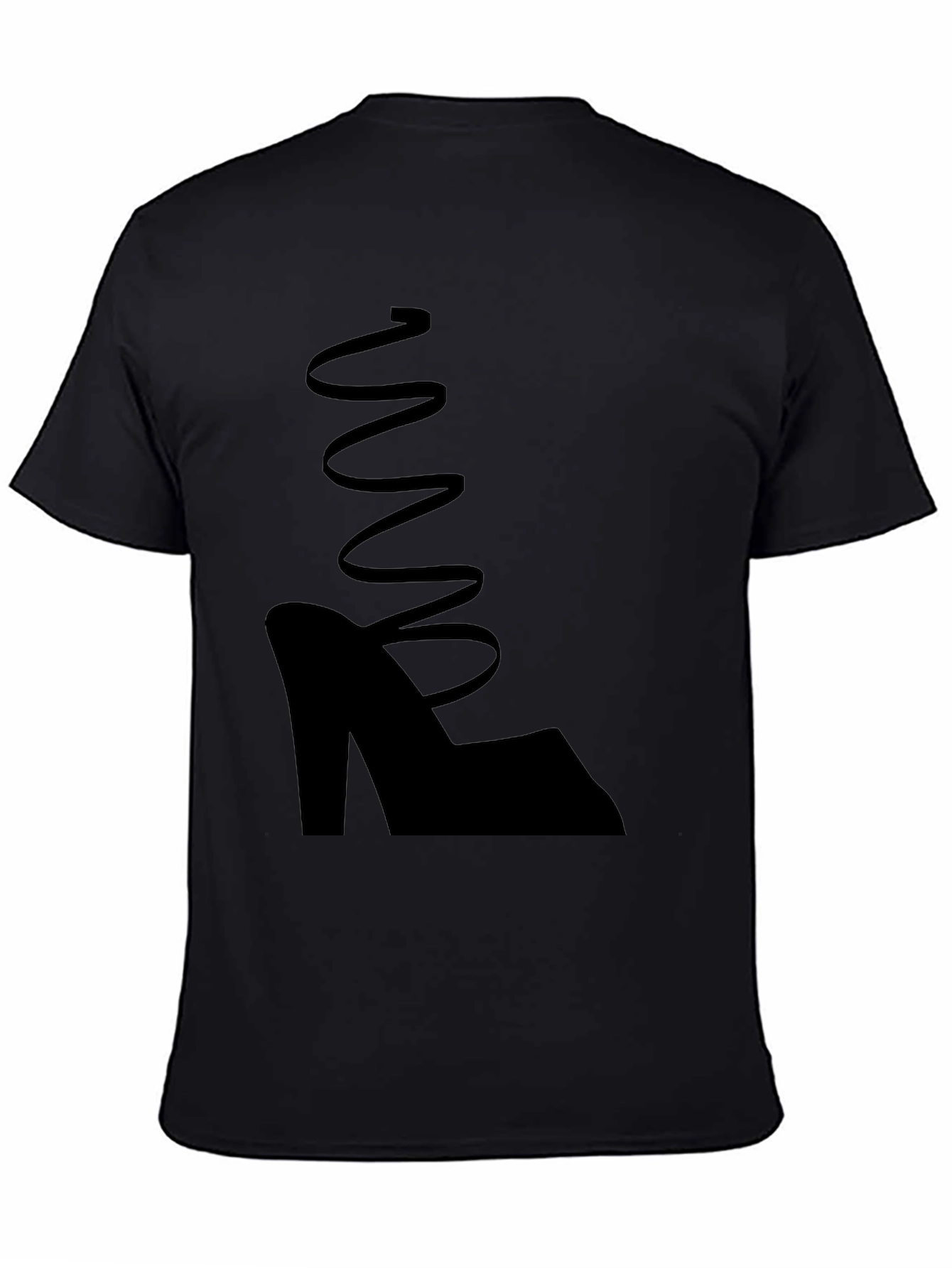Black Shoe Graphic Tee - Stylish Spiral Design