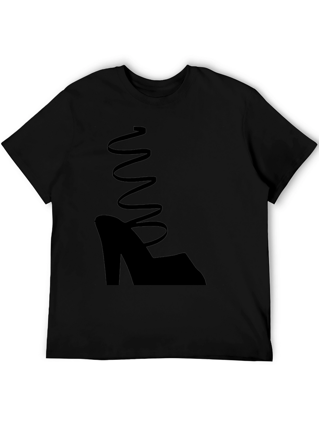 Black Shoe Graphic Tee - Stylish Spiral Design