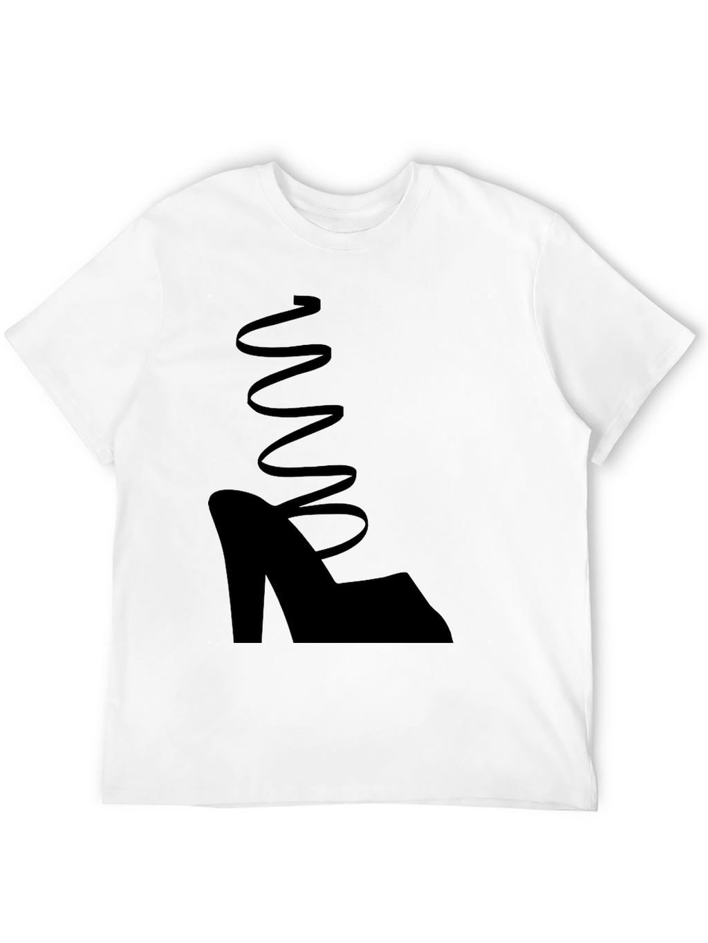 Black Shoe Graphic Tee - Stylish Spiral Design