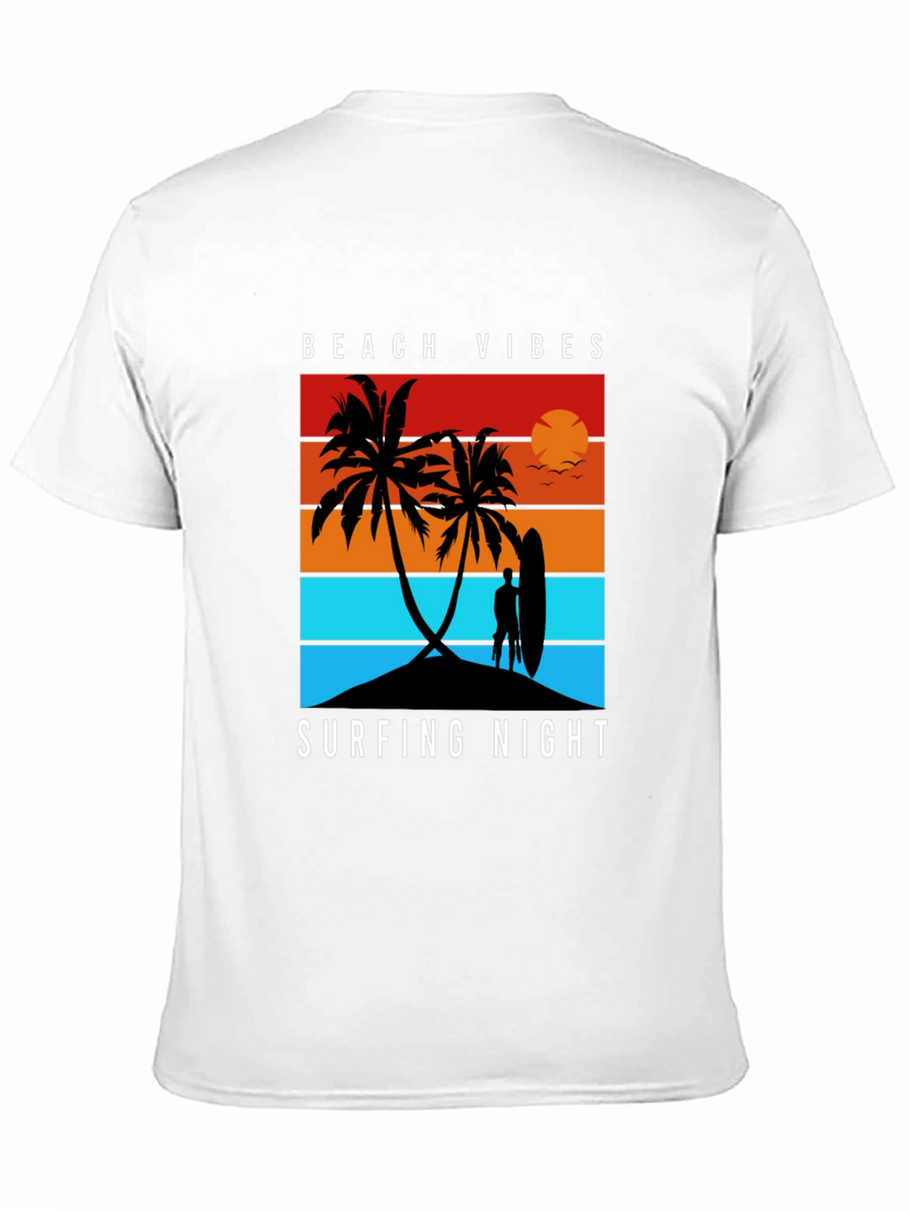 Beach Vibes Surfing Night Black T-Shirt