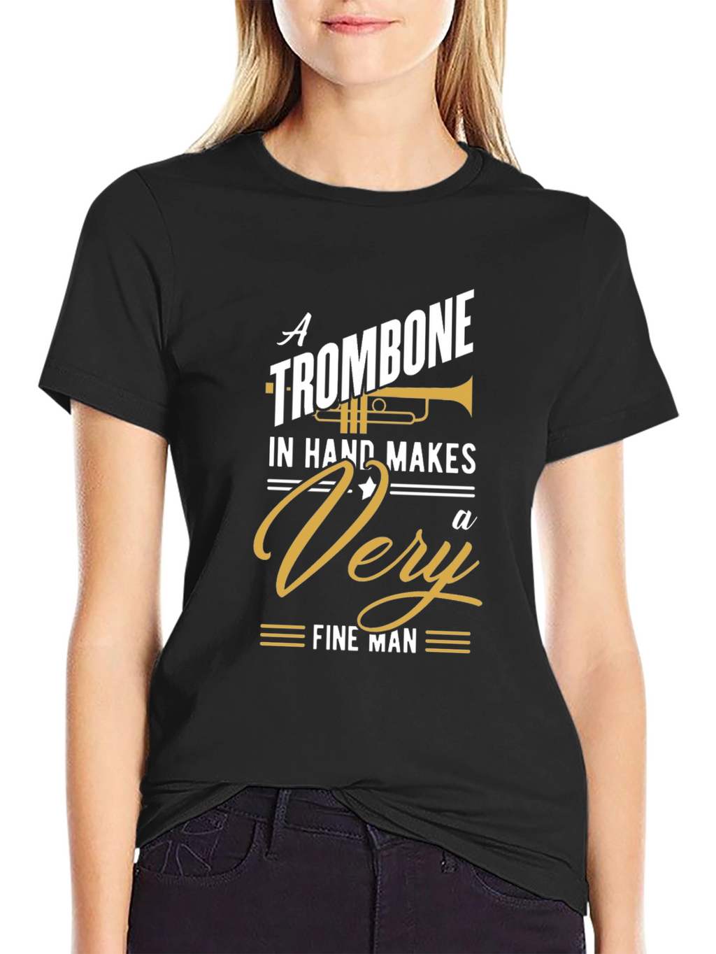 Trombone Lover Black Graphic Tee - Musician Gift