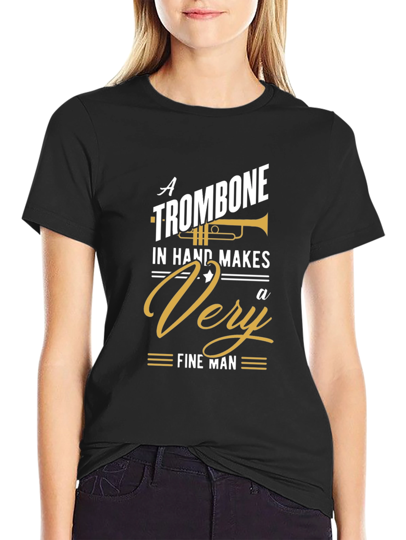 Trombone Lover Black Graphic Tee - Musician Gift