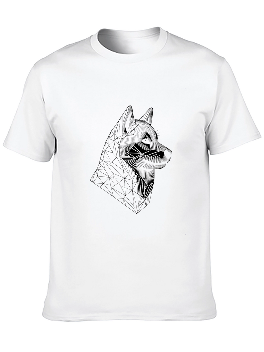Geometric Wolf Head Black T-Shirt