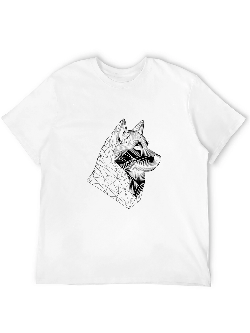 Geometric Wolf Head Black T-Shirt