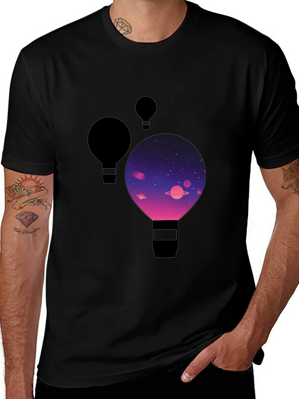Cosmic Balloon Black T-Shirt