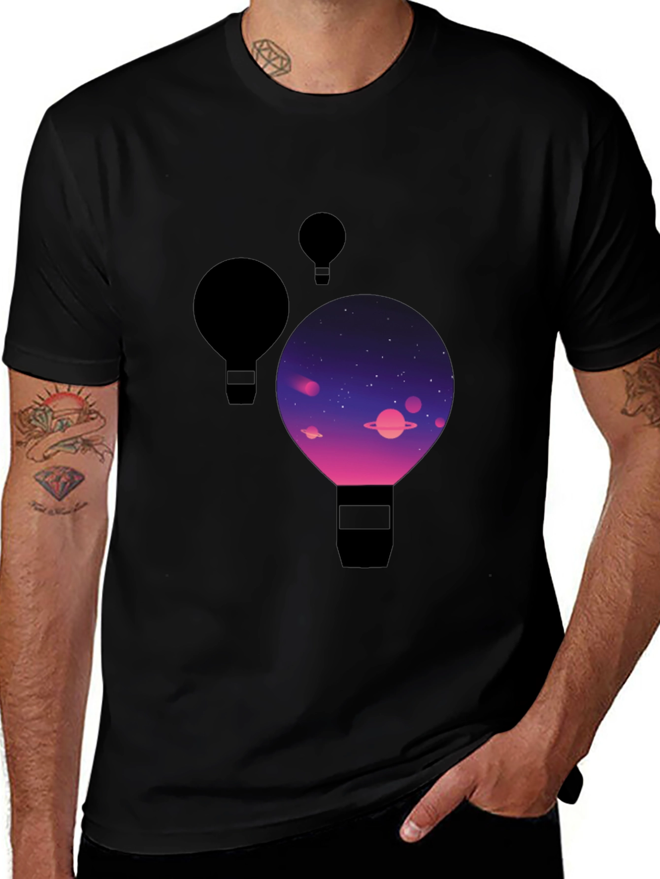 Cosmic Balloon Black T-Shirt