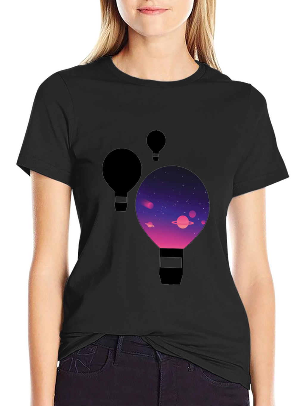 Cosmic Balloon Black T-Shirt
