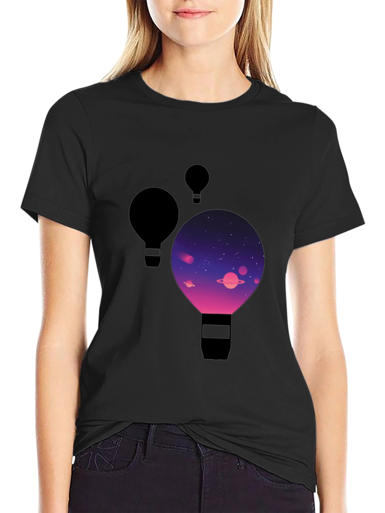 Cosmic Balloon Black T-Shirt